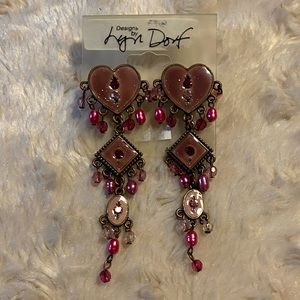 Pink Dangle Heart Earrings